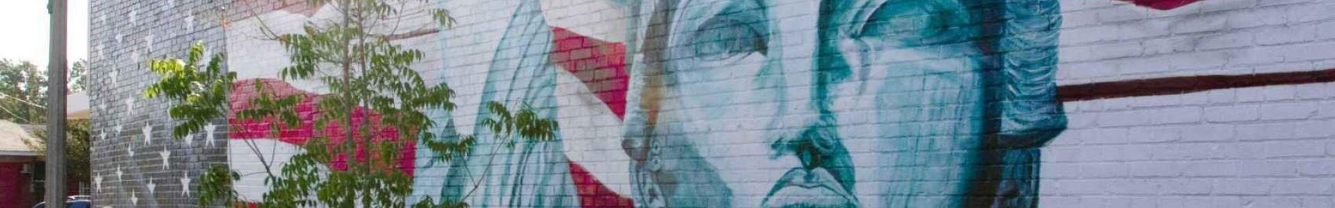 American flag and Statue of Liberty mural, Bay Minette, Alabama