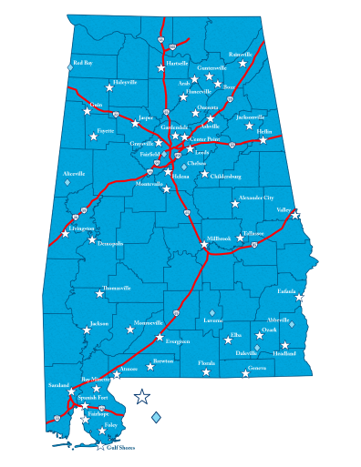 Alabama Communities of Excellence Map